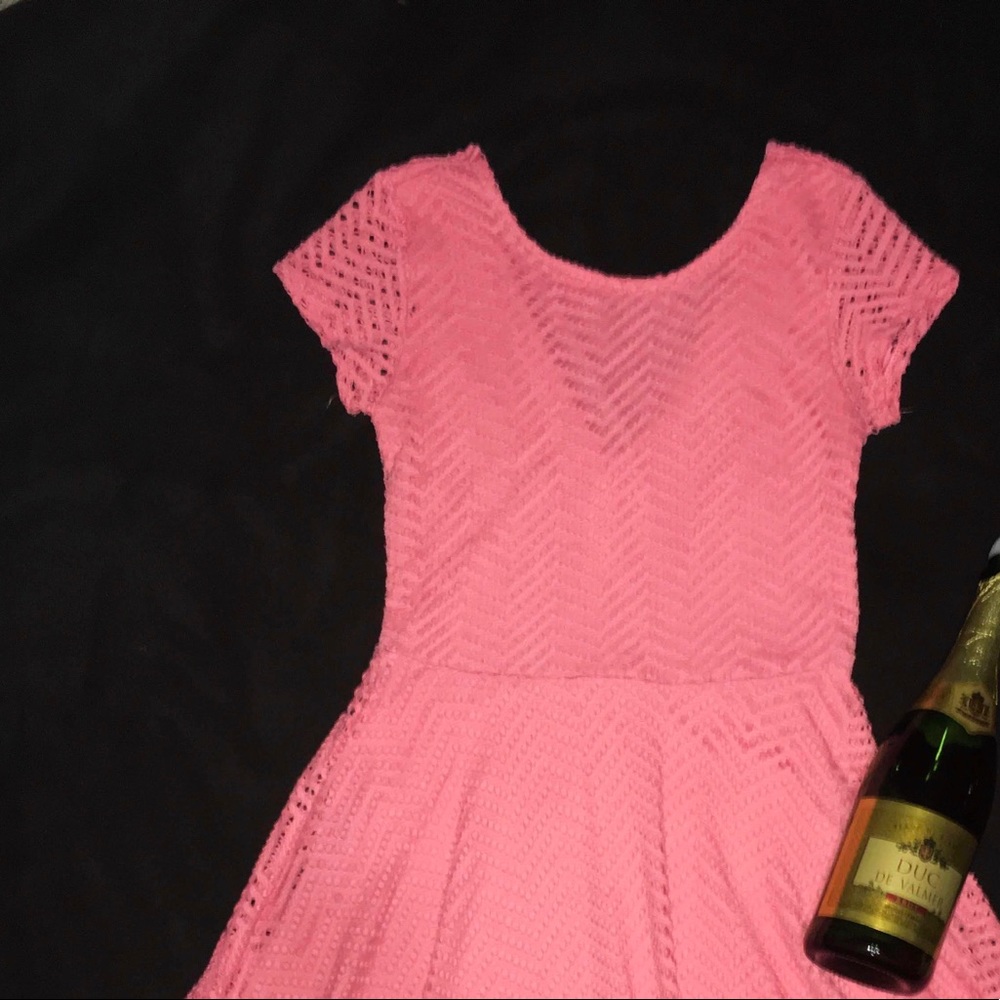 low back neckline Aeropostale pink flare dress